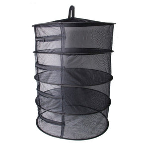 Collapsible Herb Drying Net - 60cm Diameter with Built-in Steel Wire Ring and Zippered Chambers